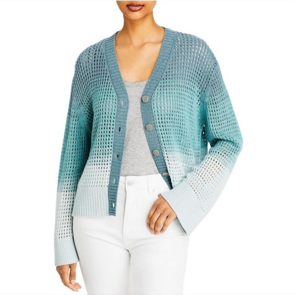 ATM Womens Blue Wool‎ Blend Open Knit Ombre Cardigan Sweater Top Size Medium - Picture 1 of 6